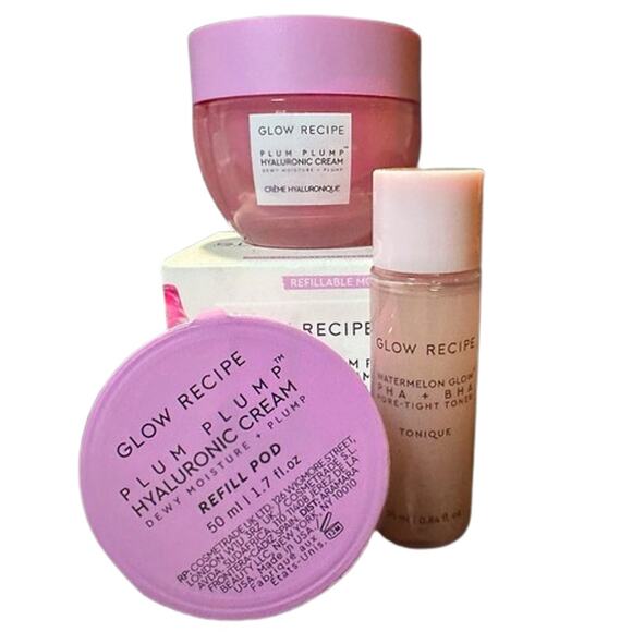 $74 Deal! Glow Recipe Double Plump Plum Hyaluronic Acid Moisturizer Kit +Refill - Picture 1 of 8